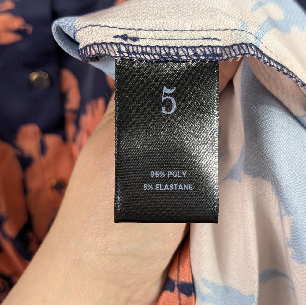 Pari Passu Long Floral Rust and Navy Button Up Tie Waist Shirt Dress NWOT (5)20 - Picture 5 of 8